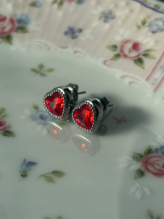 Crystal Heart stud Earrings
