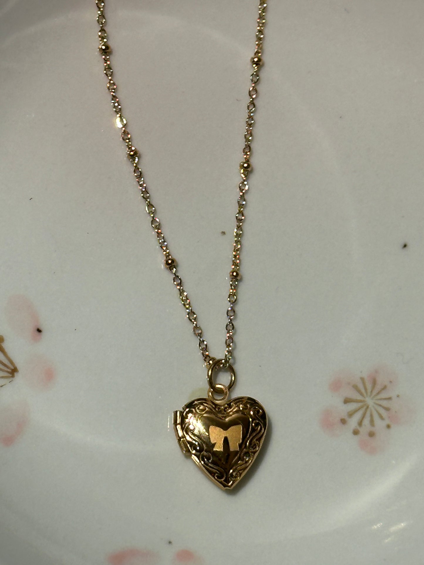 Bow Engraved Locket Necklaces