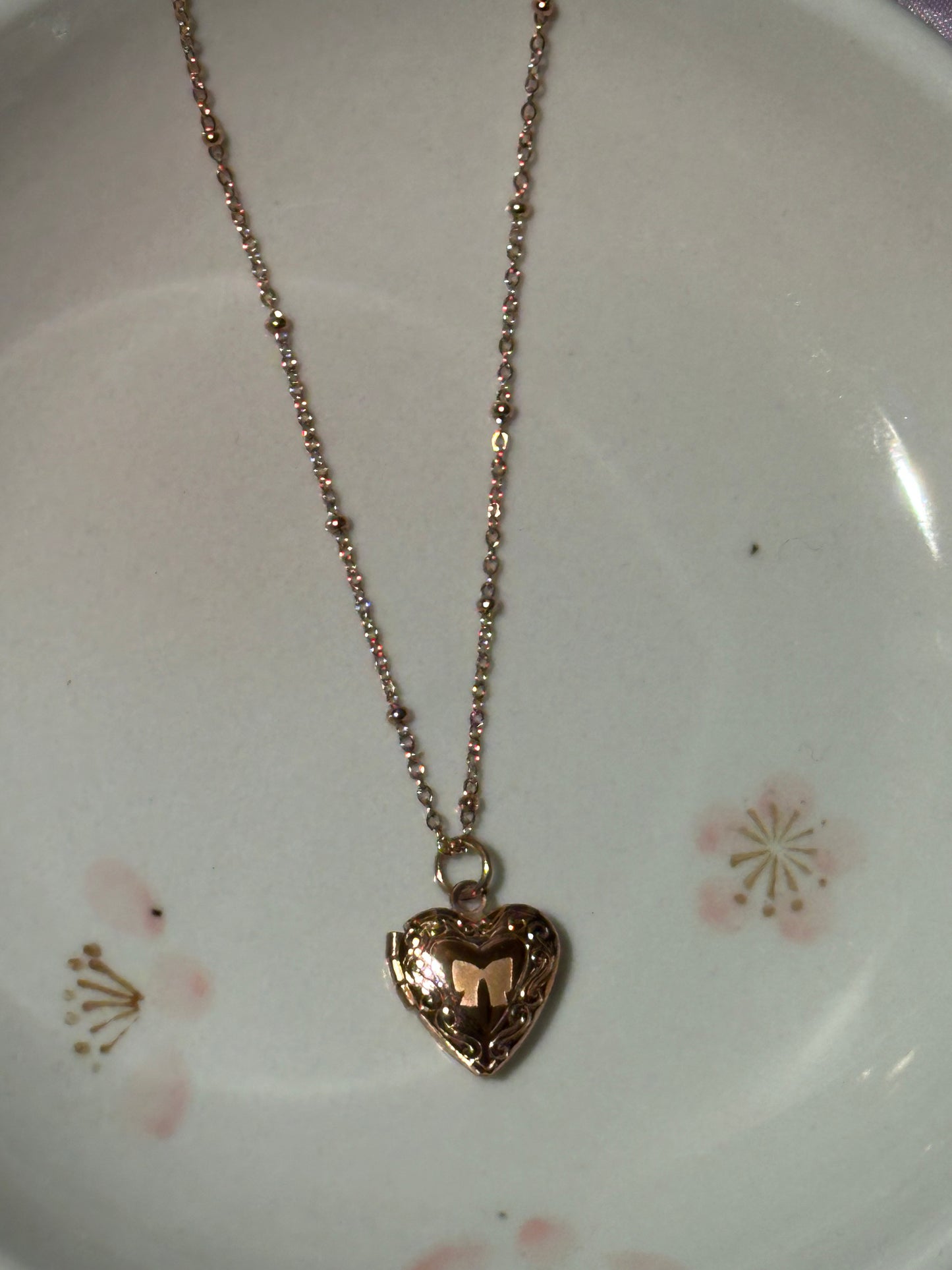Bow Engraved Locket Necklaces