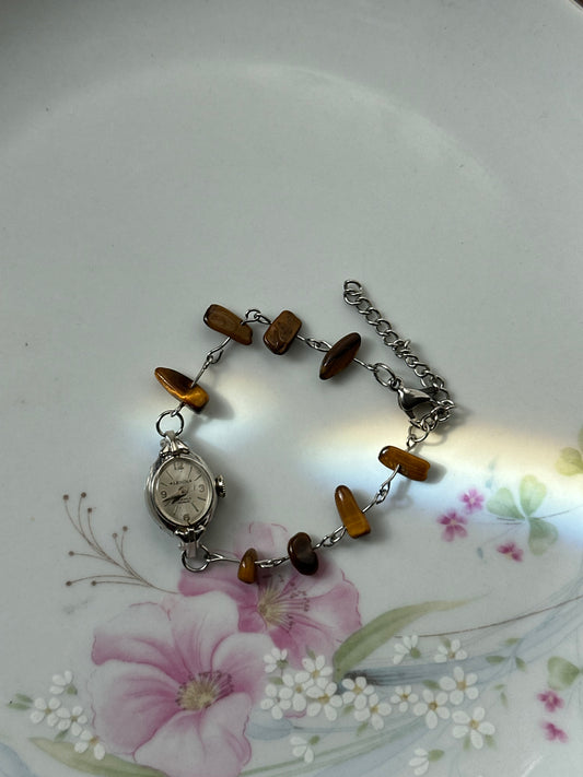 Beaded Tiger Eye Chipped Watch