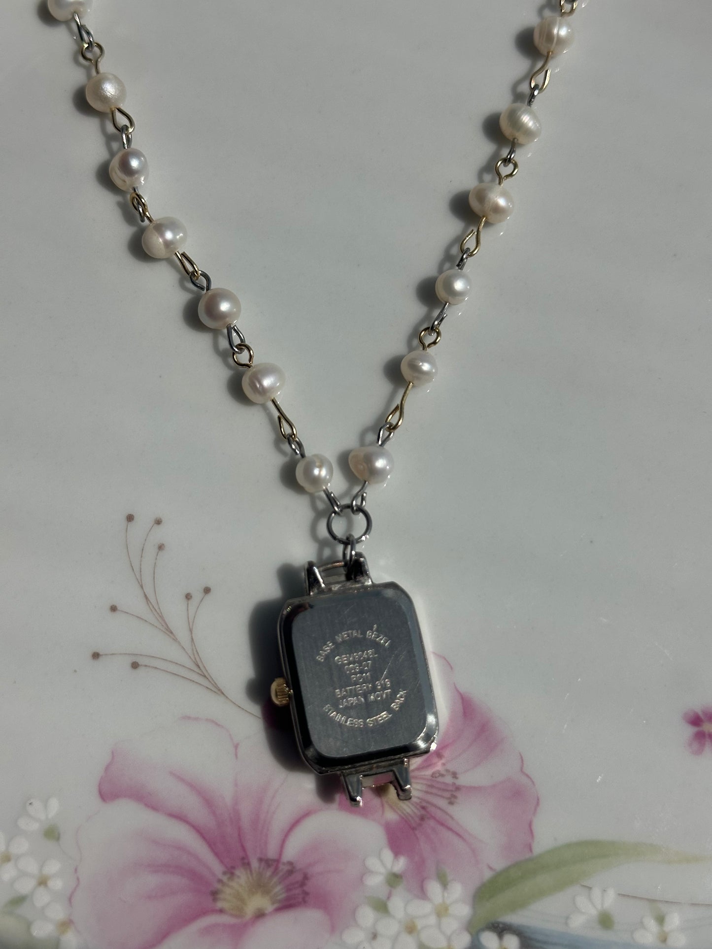 Mixed Metal Watch Necklace