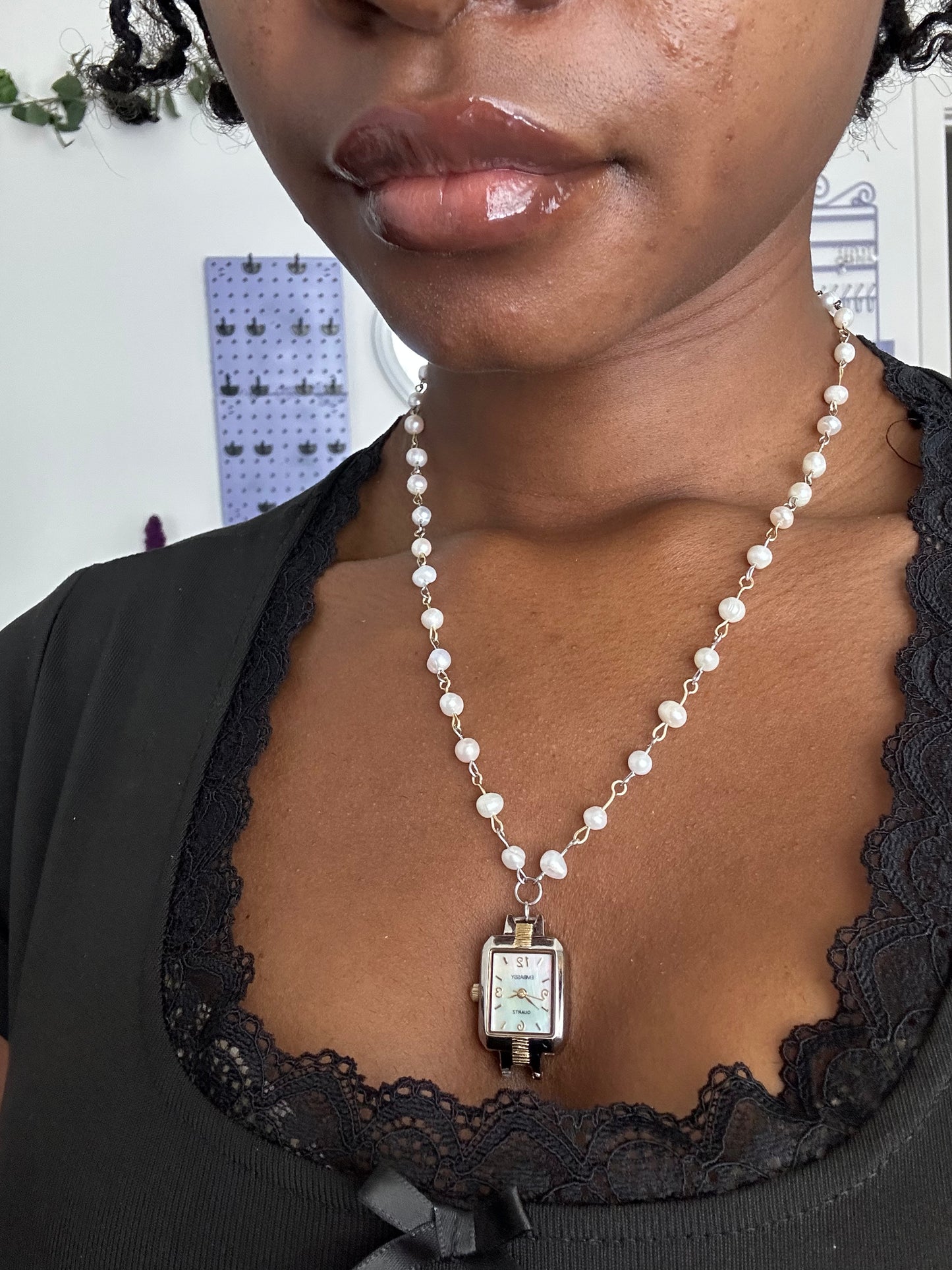 Mixed Metal Watch Necklace