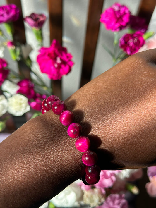 Pink Tiger's Eye Beaded Bracelet
