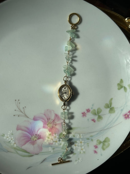 Green Beaded Chip Watch