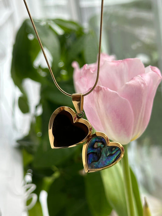 Shell Heart Locket Necklace