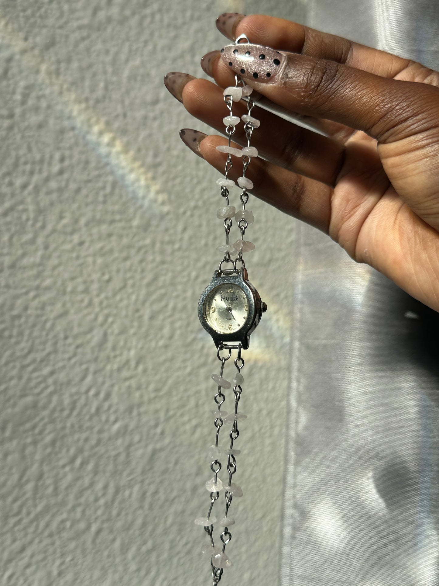 Rose Quartz Chipped 2 Strand Watch (Functional)