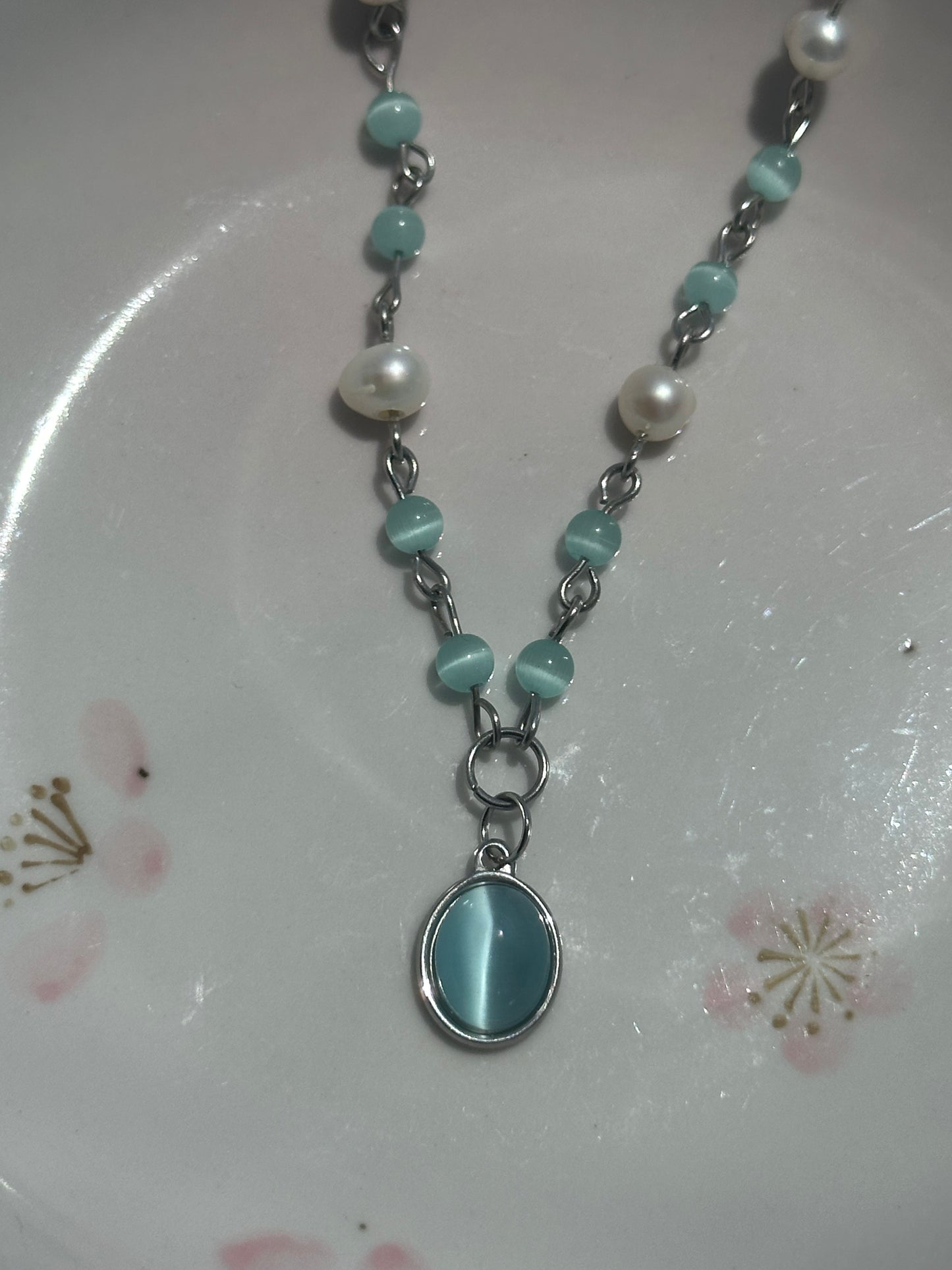 Ocean Drop Cats Eye Necklace