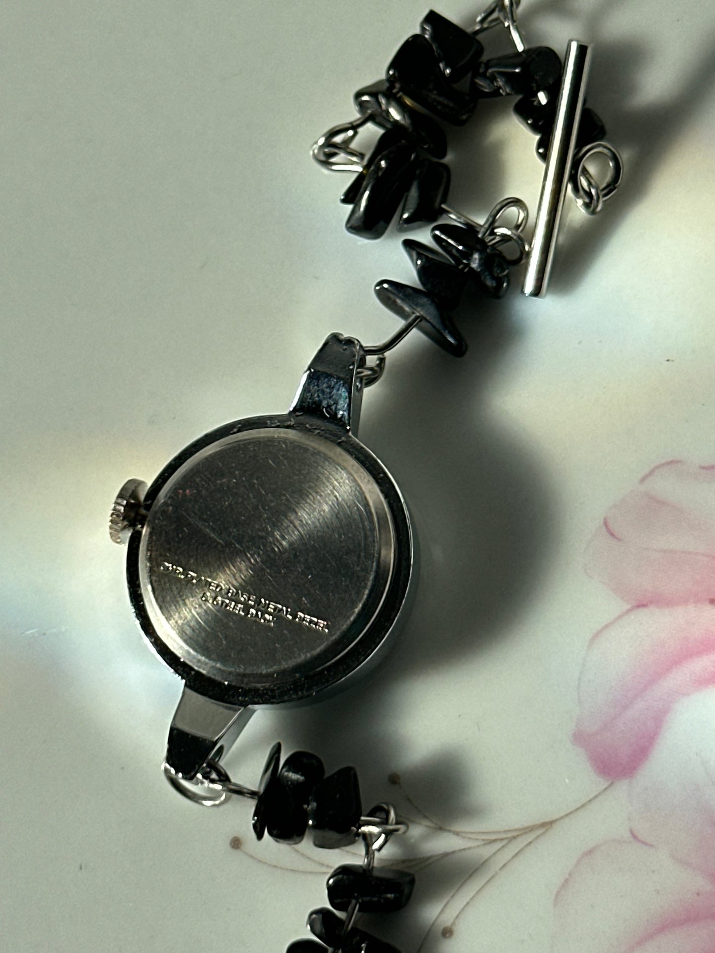 Black Obsidian Chipped Beaded Watch