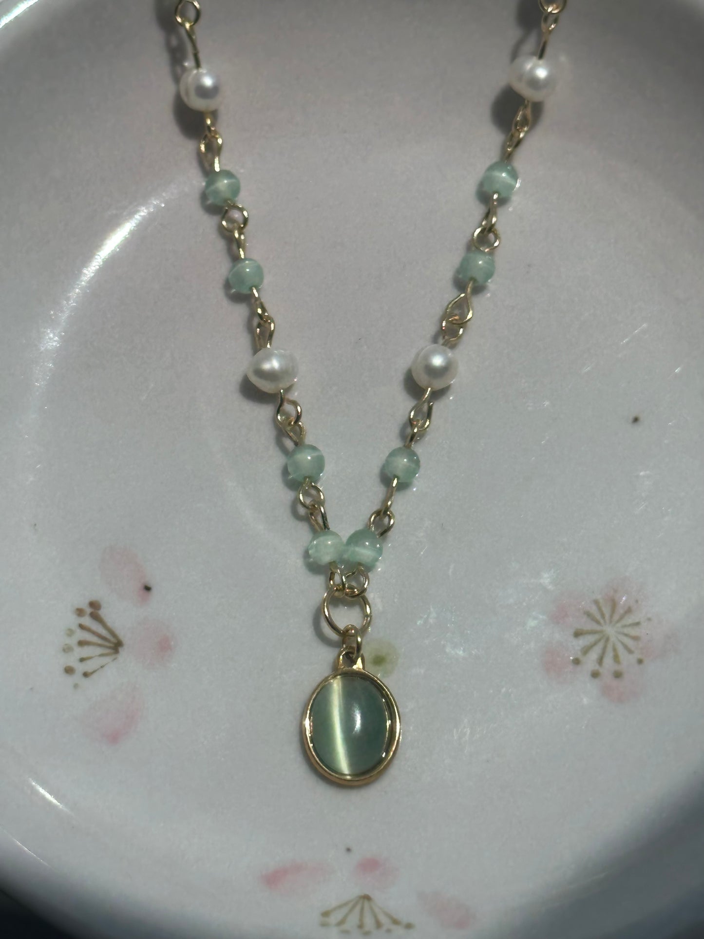 Ocean Drop Cats Eye Necklace