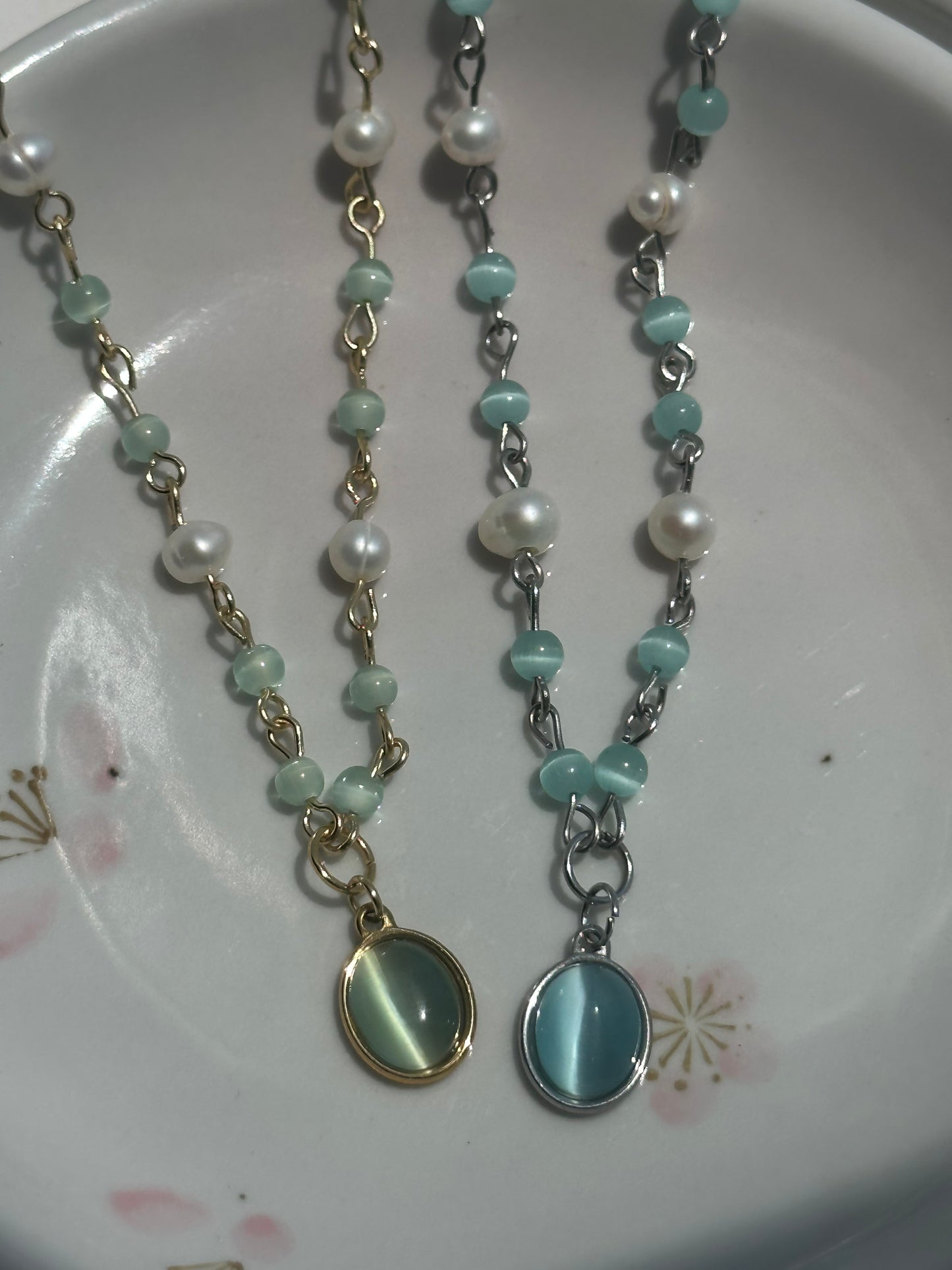Ocean Drop Cats Eye Necklace