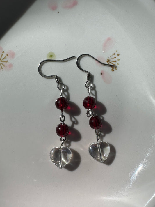 Crystal Heart Drop Earrings