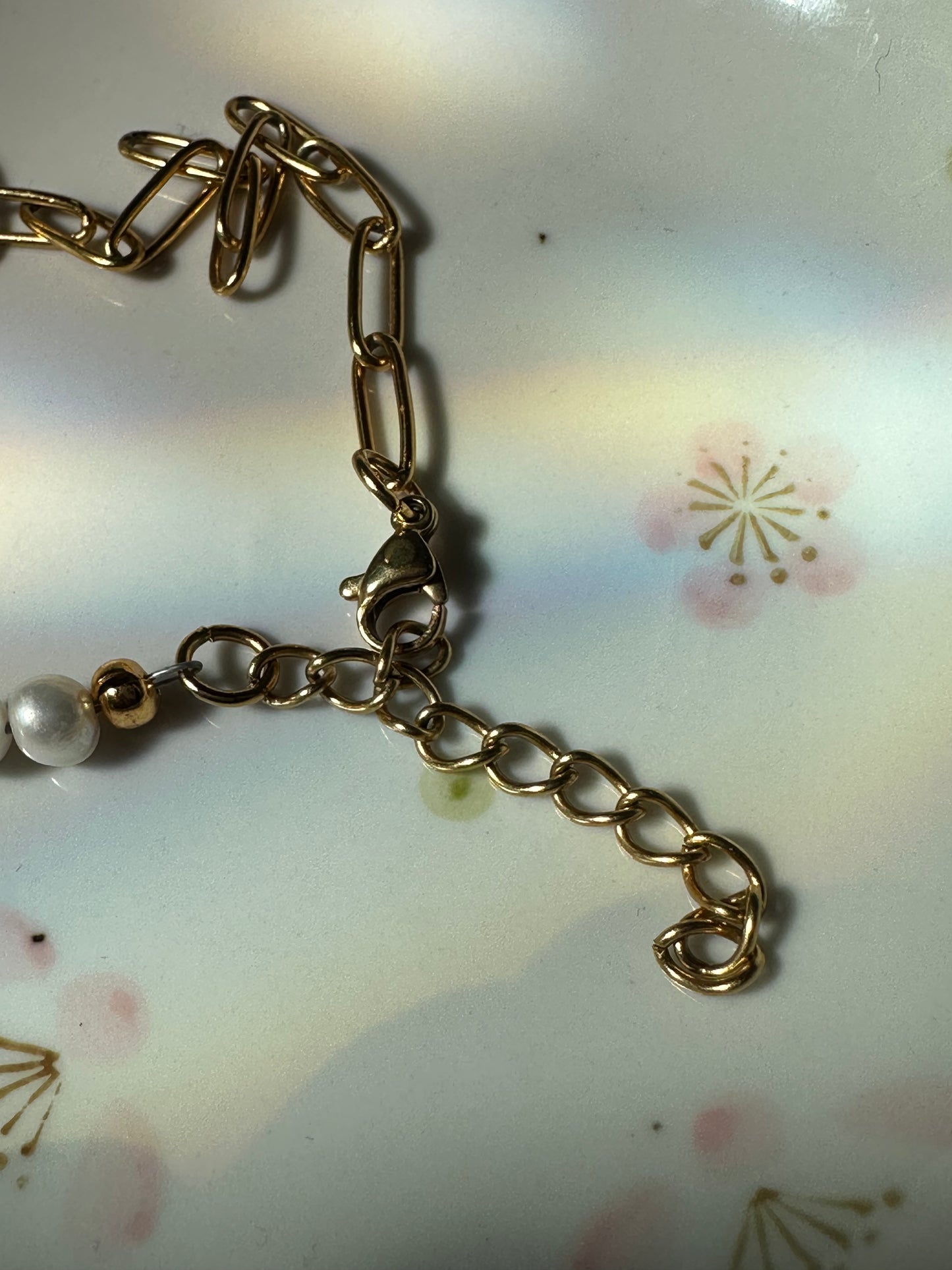 Half Pearl Half Chain Butterfly Necklace