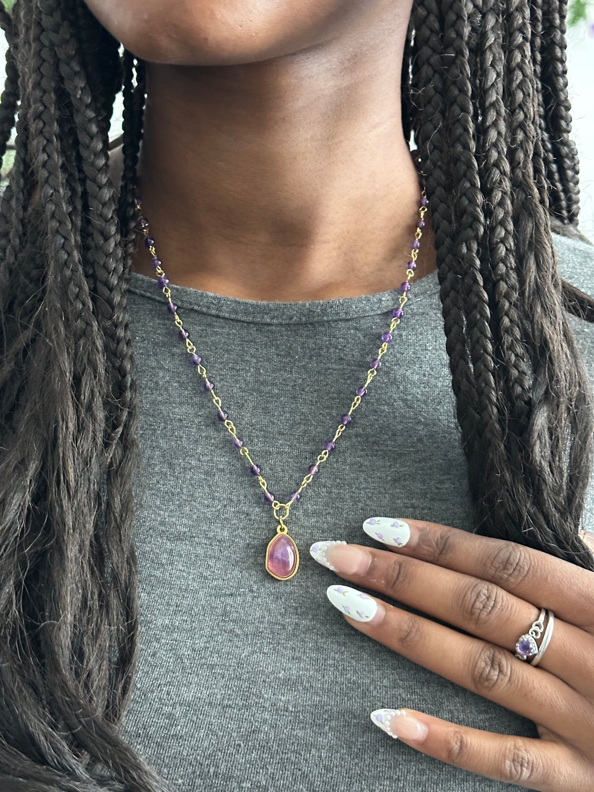 Amethyst Drop Necklace