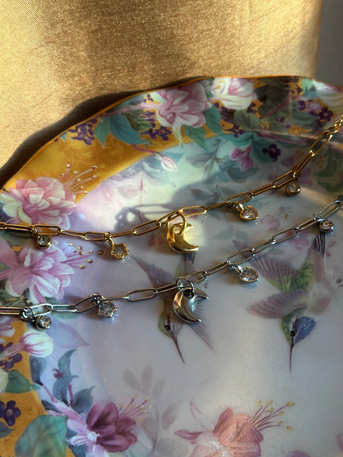 Moon and stars cluster bracelet