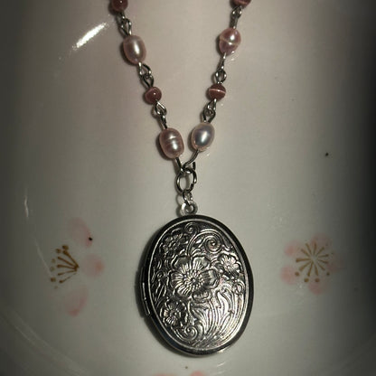 The Floral Oval Locket Necklace