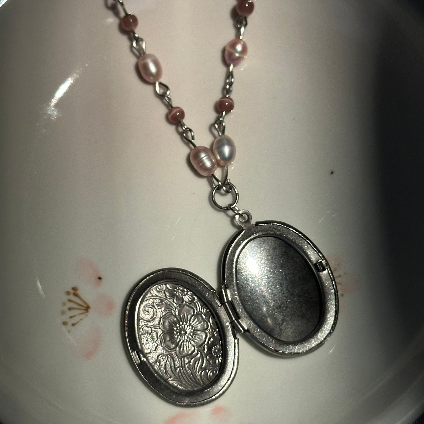 The Floral Oval Locket Necklace