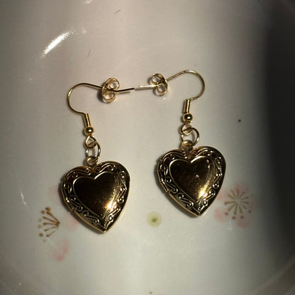 Heart Locket Dangle Earrings