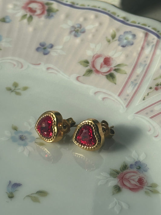 Crystal Heart stud Earrings