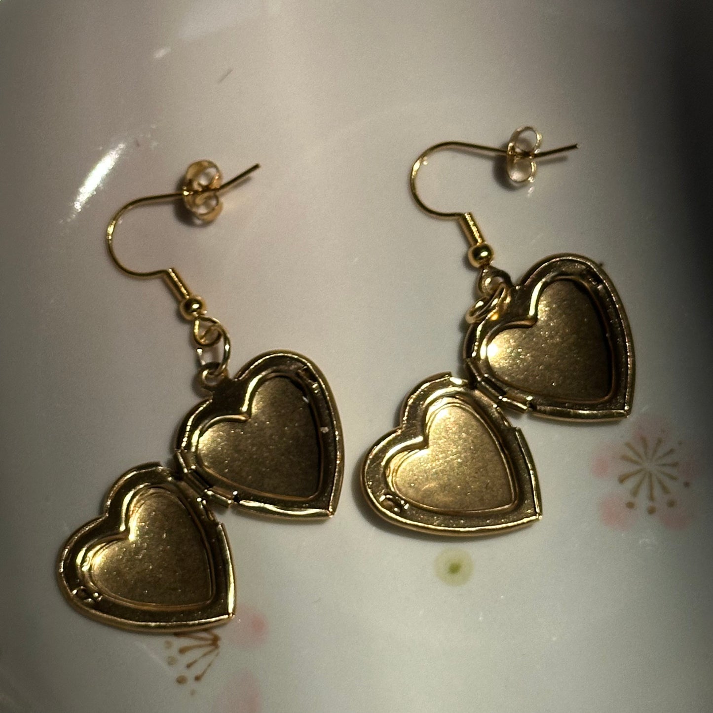 Heart Locket Dangle Earrings