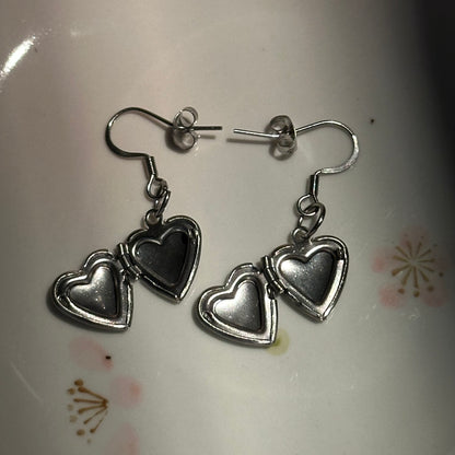 Heart Locket Dangle Earrings