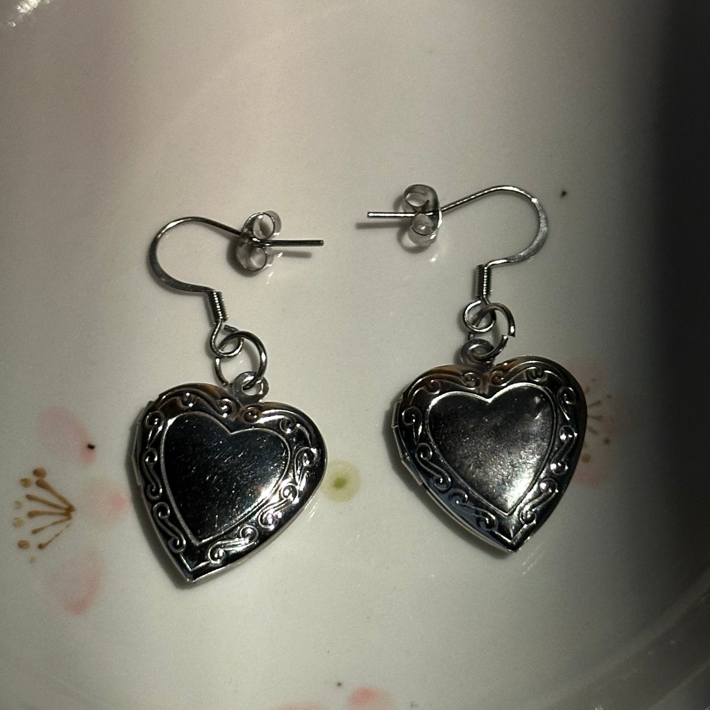 Heart Locket Dangle Earrings