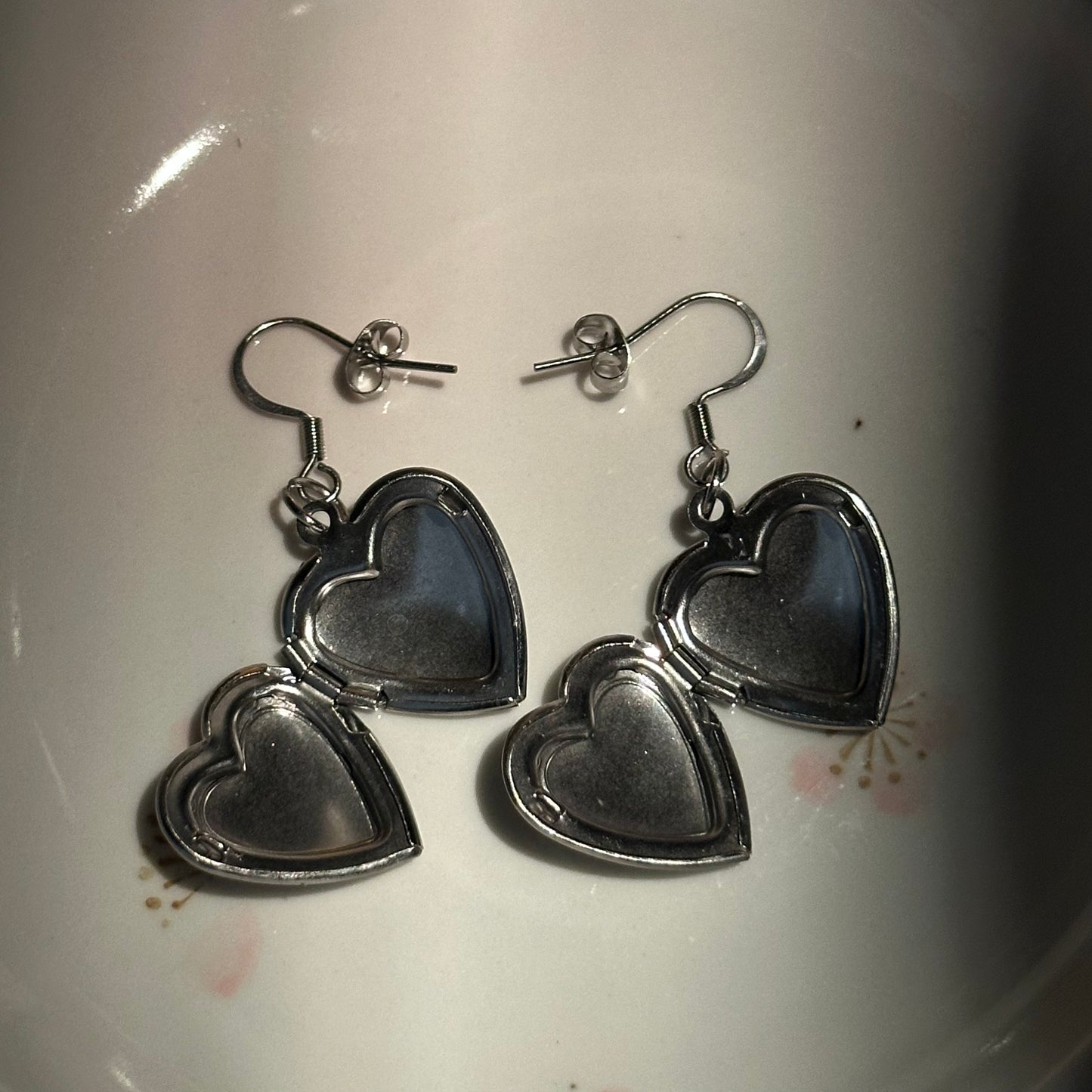 Heart Locket Dangle Earrings