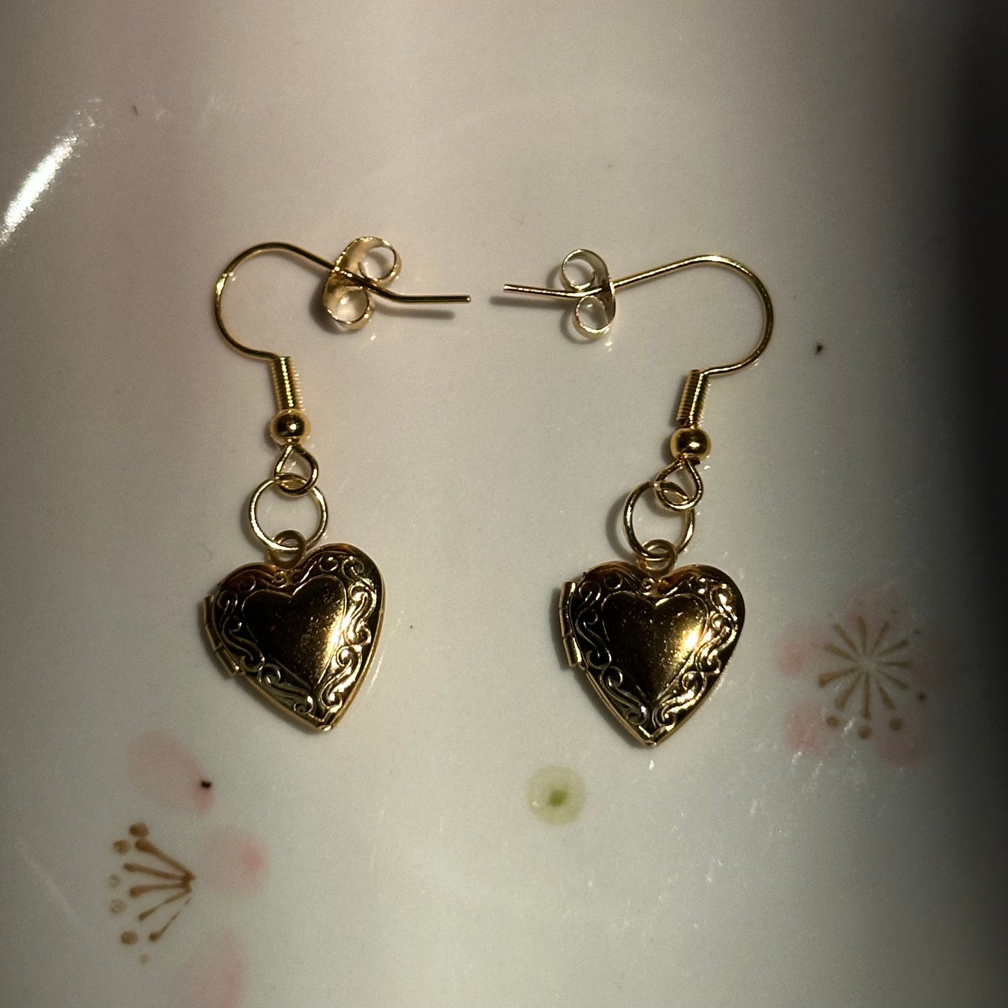 Heart Locket Dangle Earrings