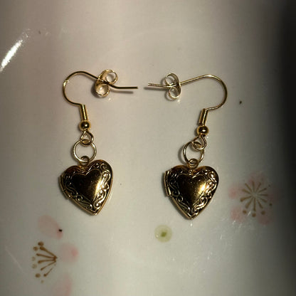 Heart Locket Dangle Earrings