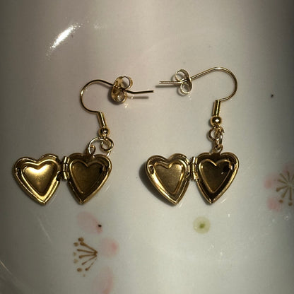 Heart Locket Dangle Earrings