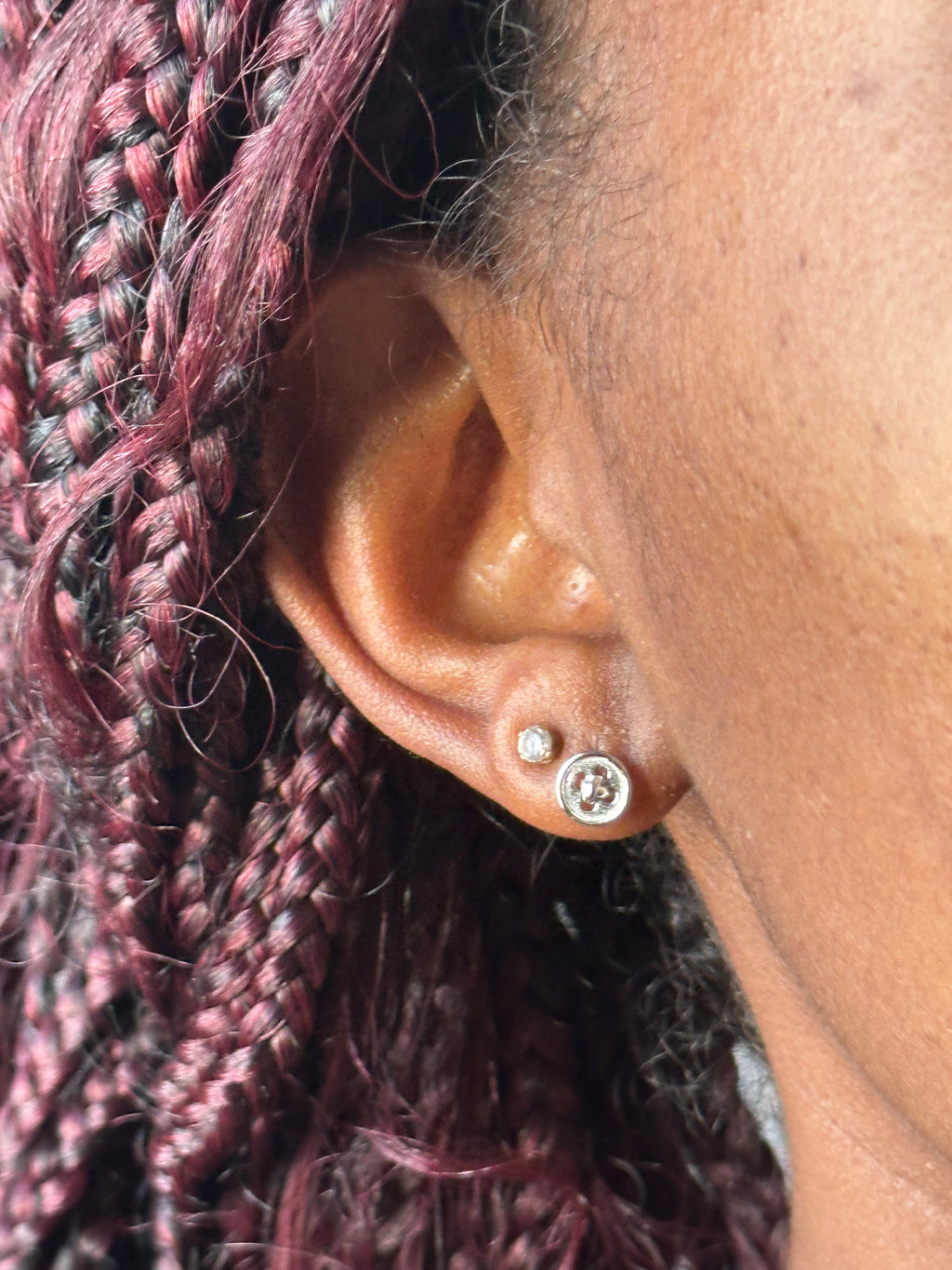 Mini Button Sterling Silver Earrings