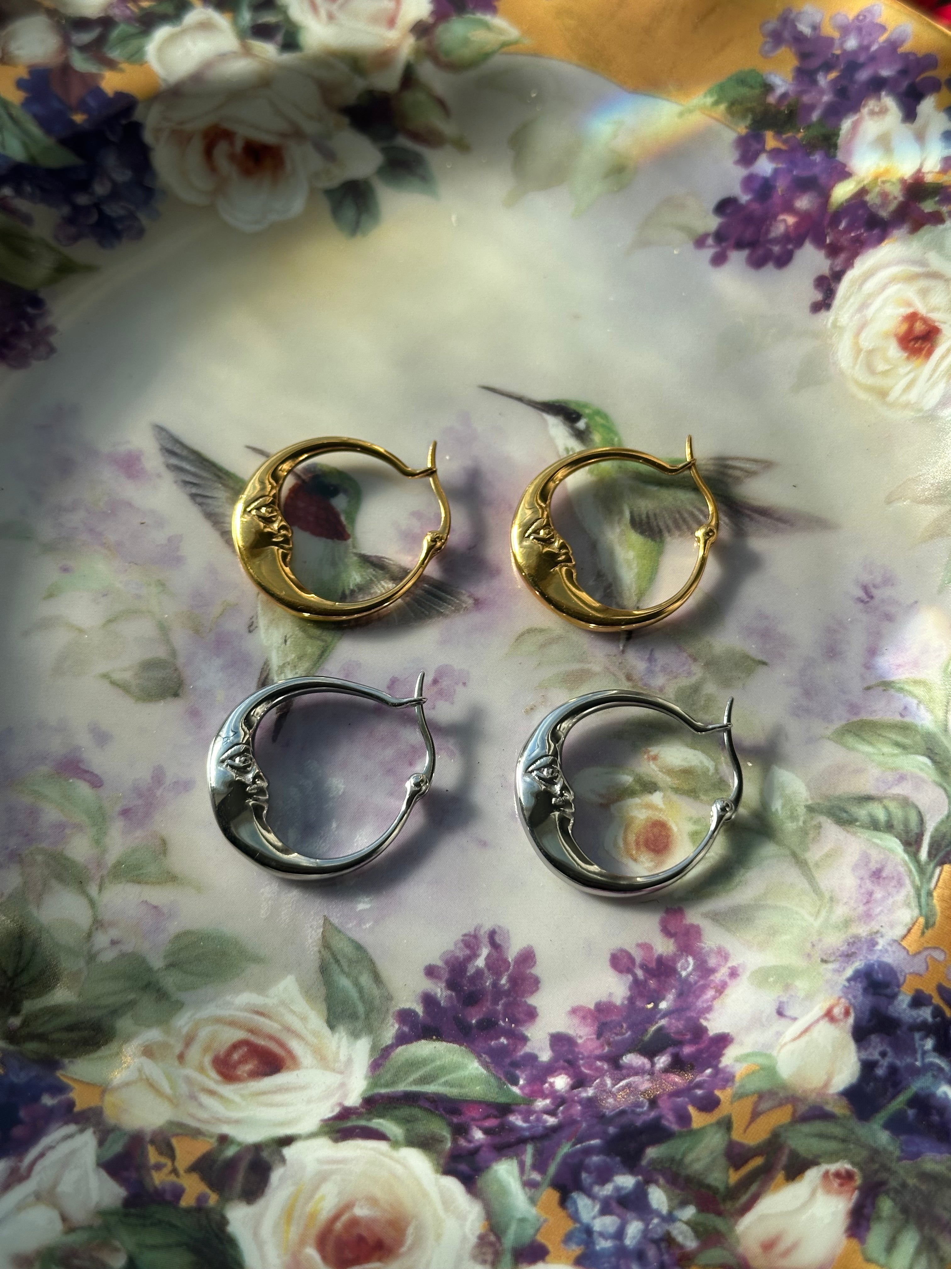 Moon Hoop Earrings