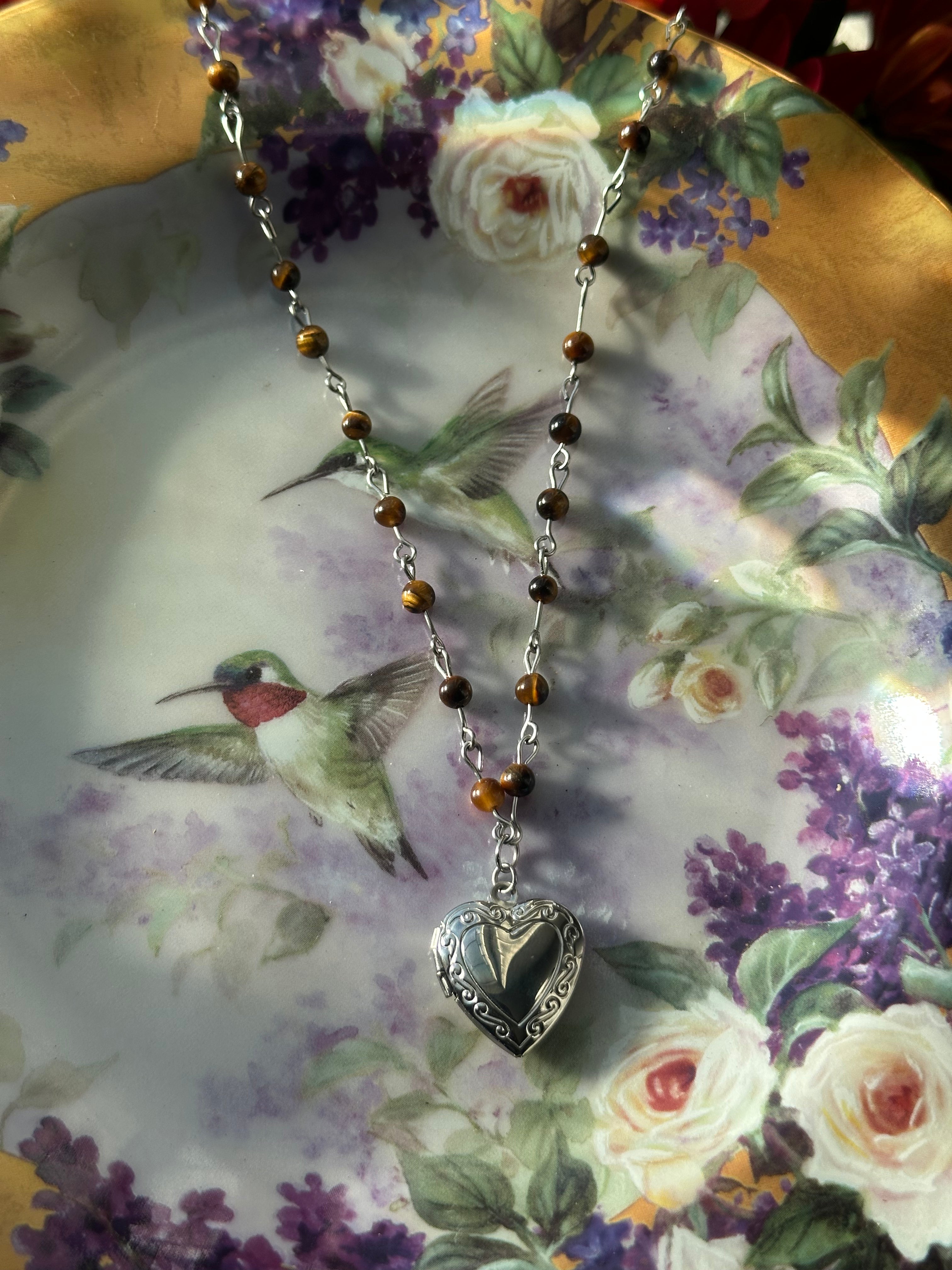 Tiger's Eye Beaded Locket