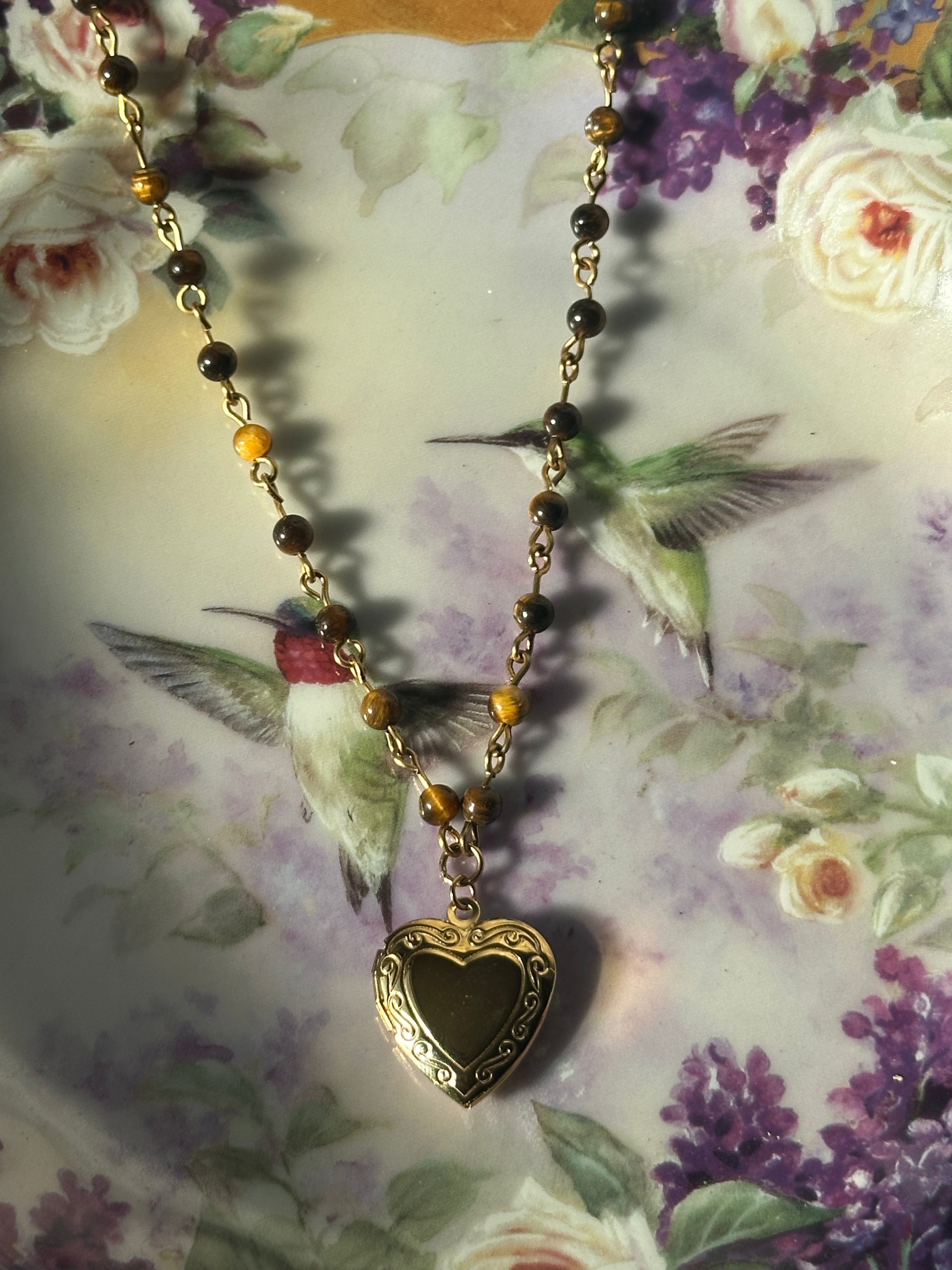 Tiger's Eye Beaded Locket
