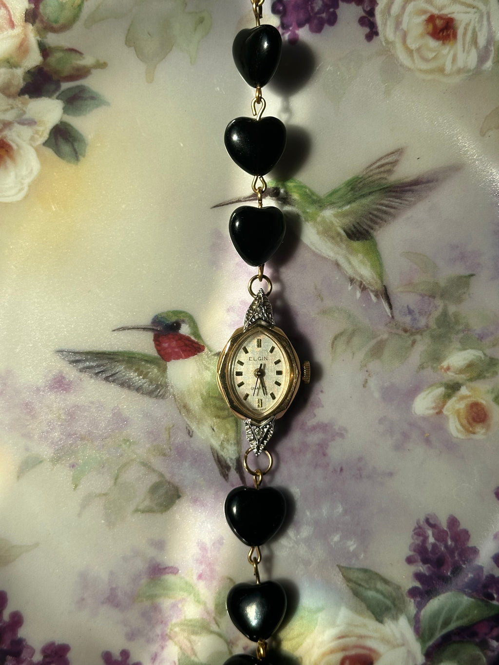 Obsidian Heart Beaded Watch