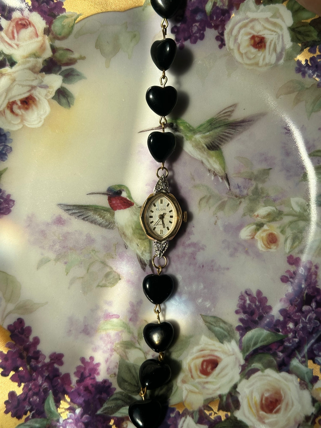 Obsidian Heart Beaded Watch