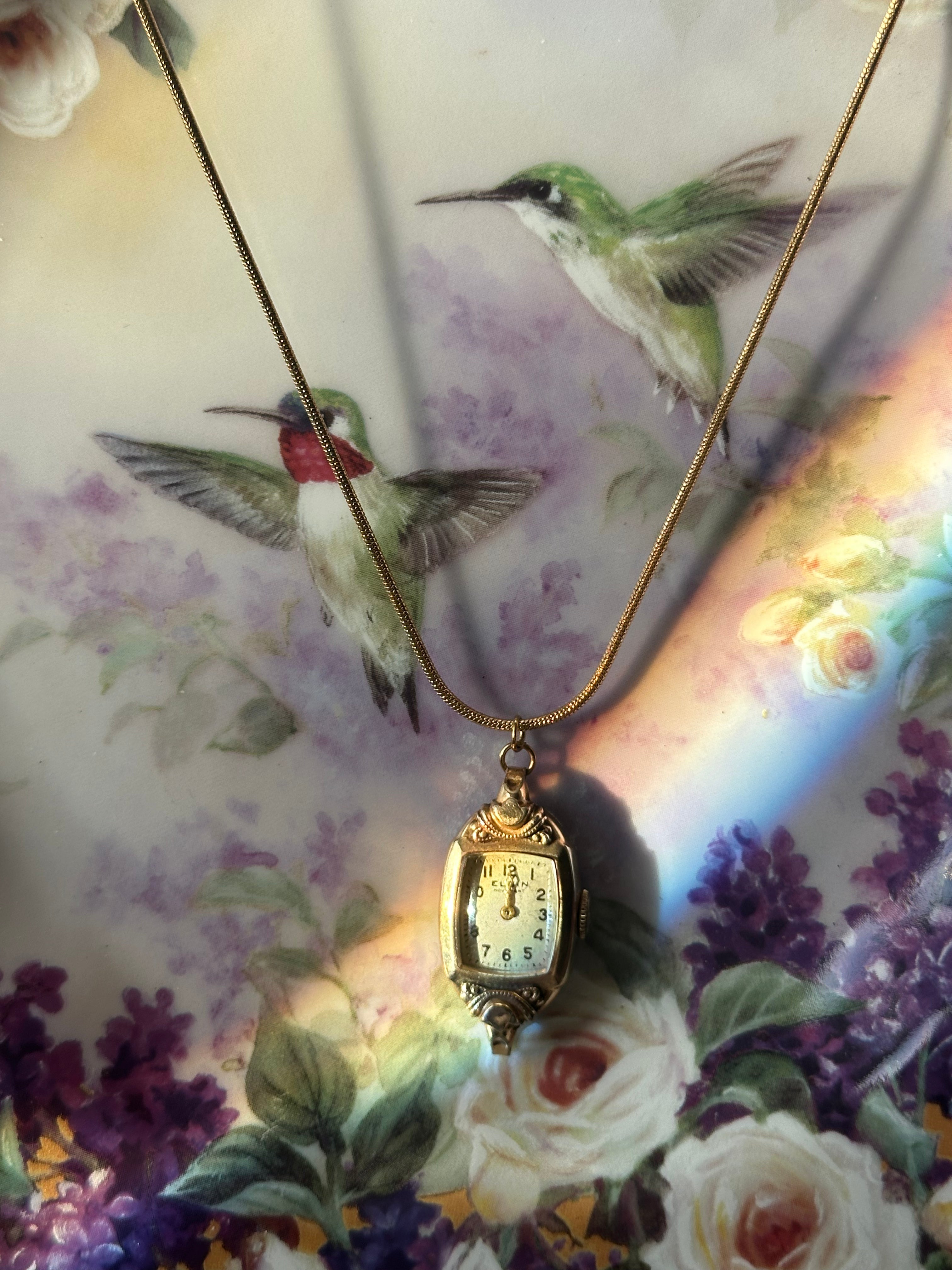 Gold Art Deco Style Watch Neclace