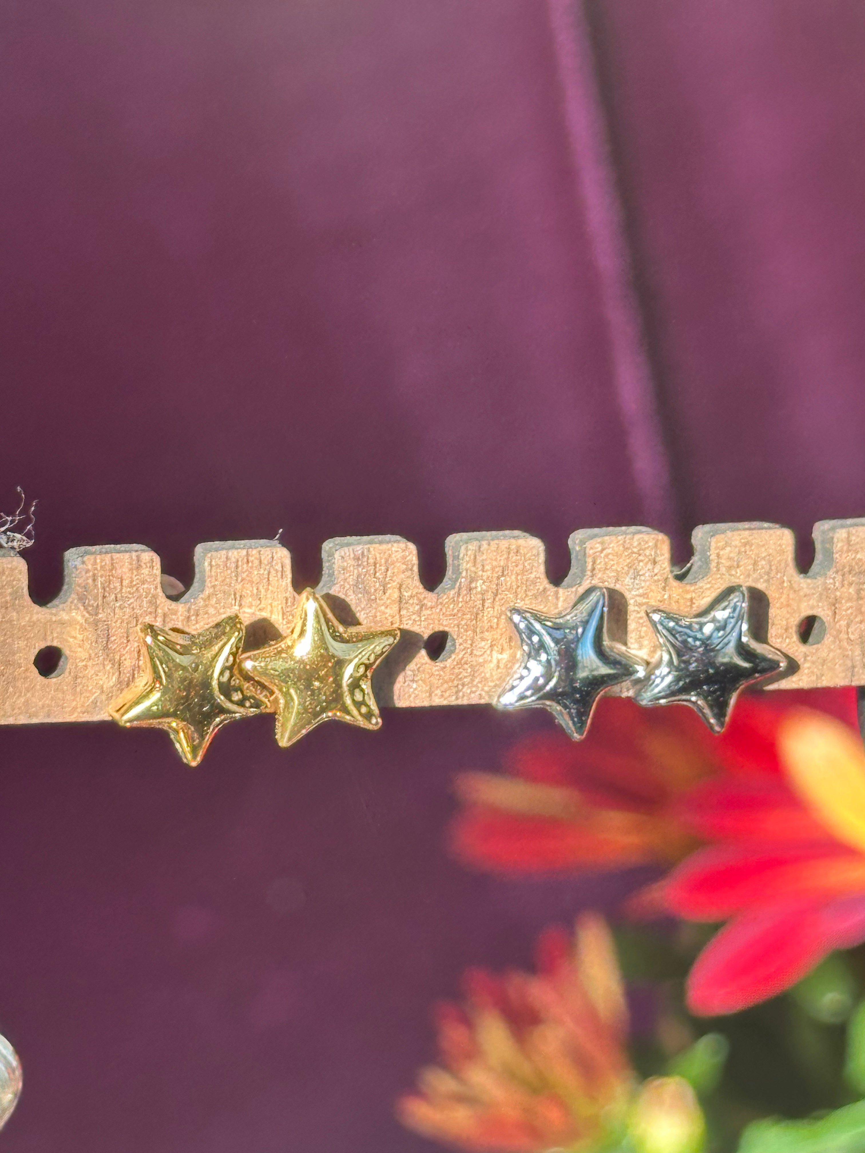 Moon and Star Stud Earrings