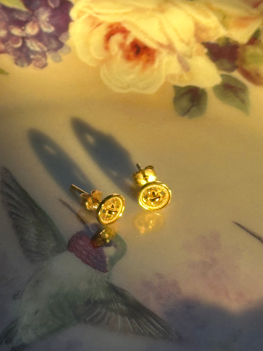 Mini Button Sterling Silver Earrings