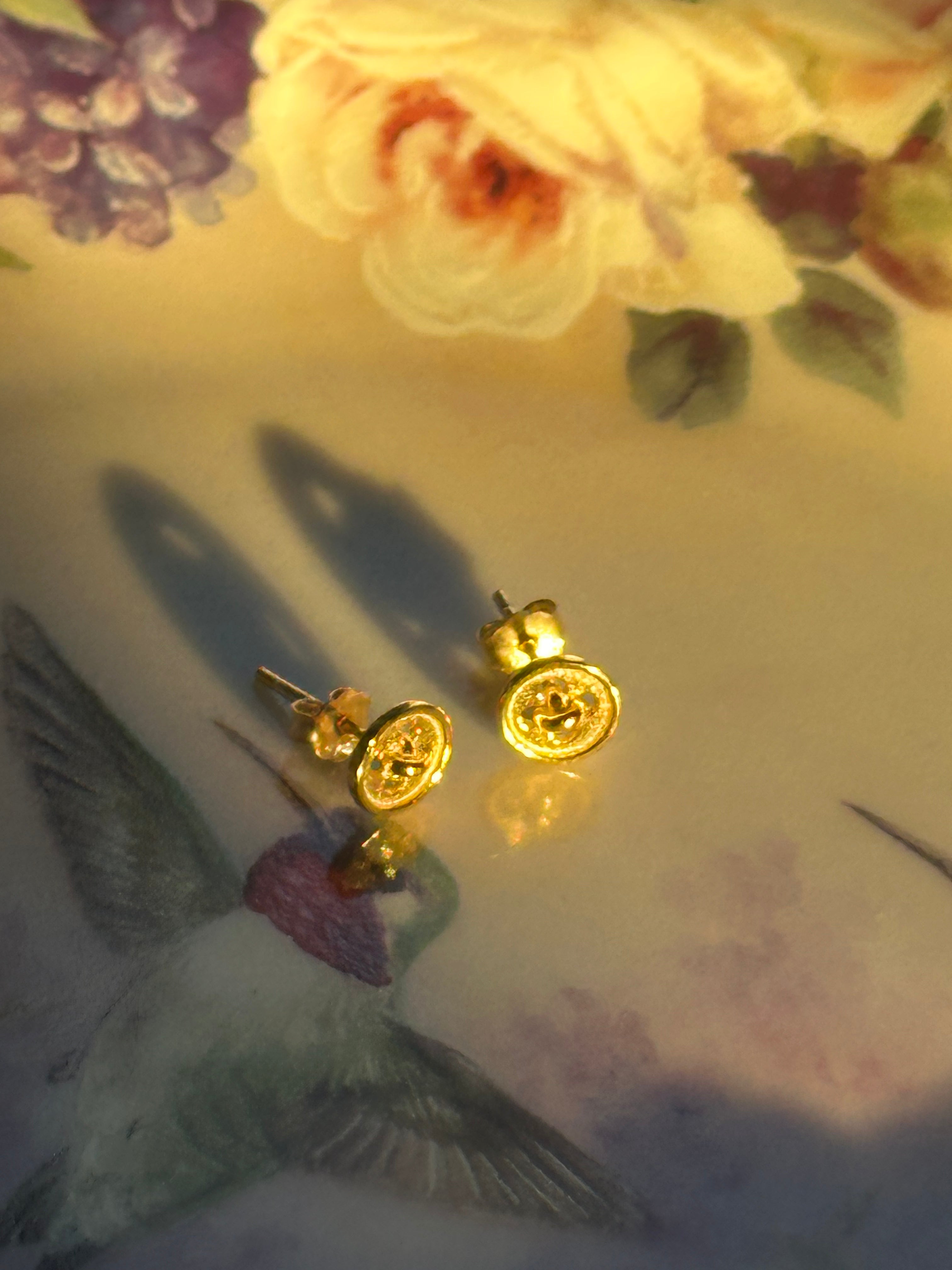 Mini Button Sterling Silver Earrings