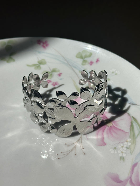 Flower Open Bangle Bracelet