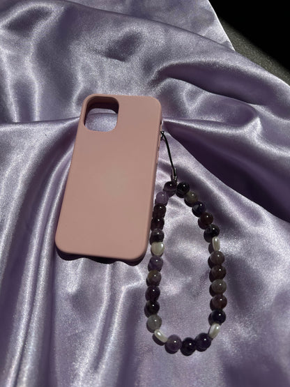 Amethyst Heart Beaded Phone Strap