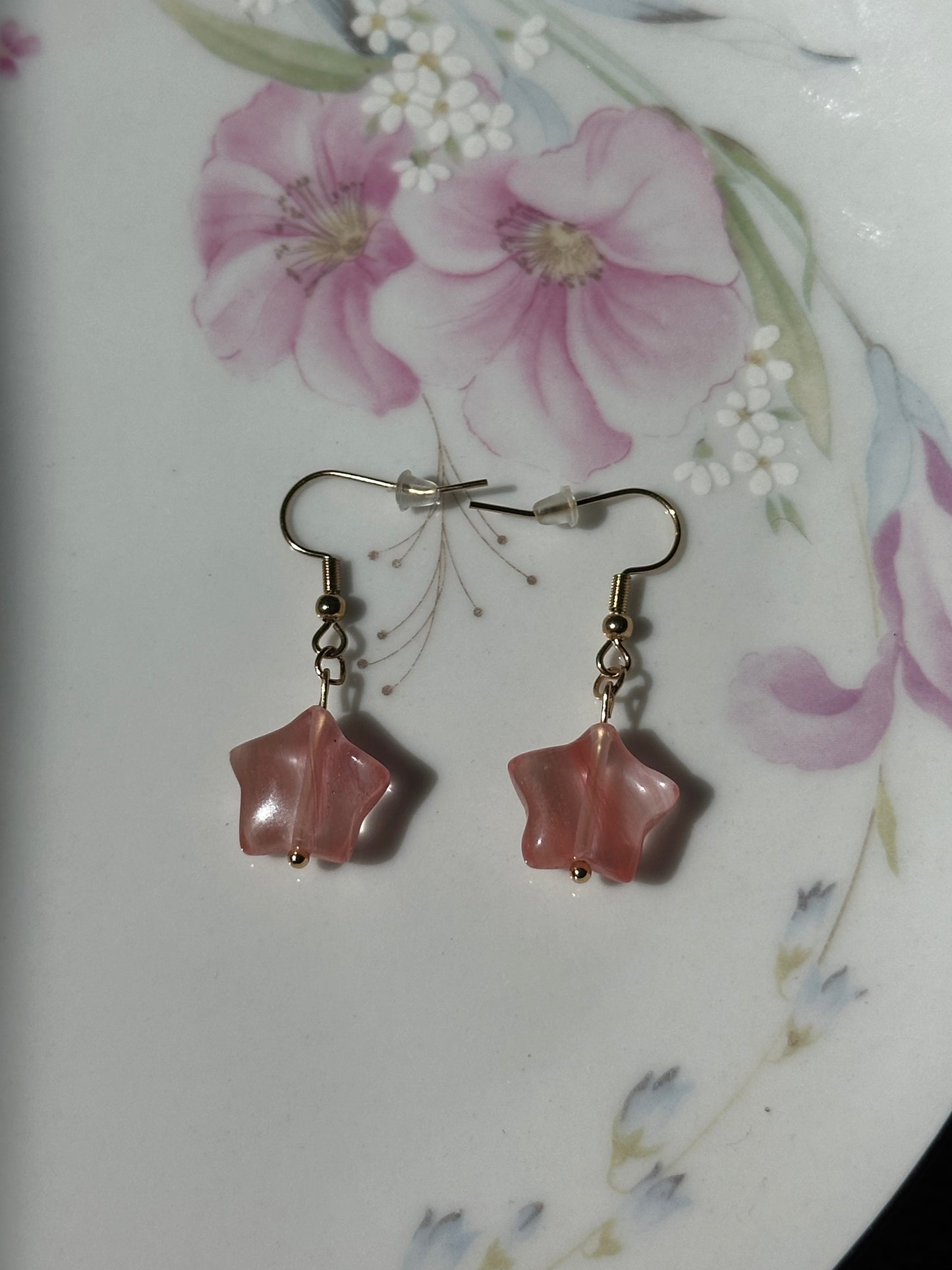 Cherry Quartz Star Earrings