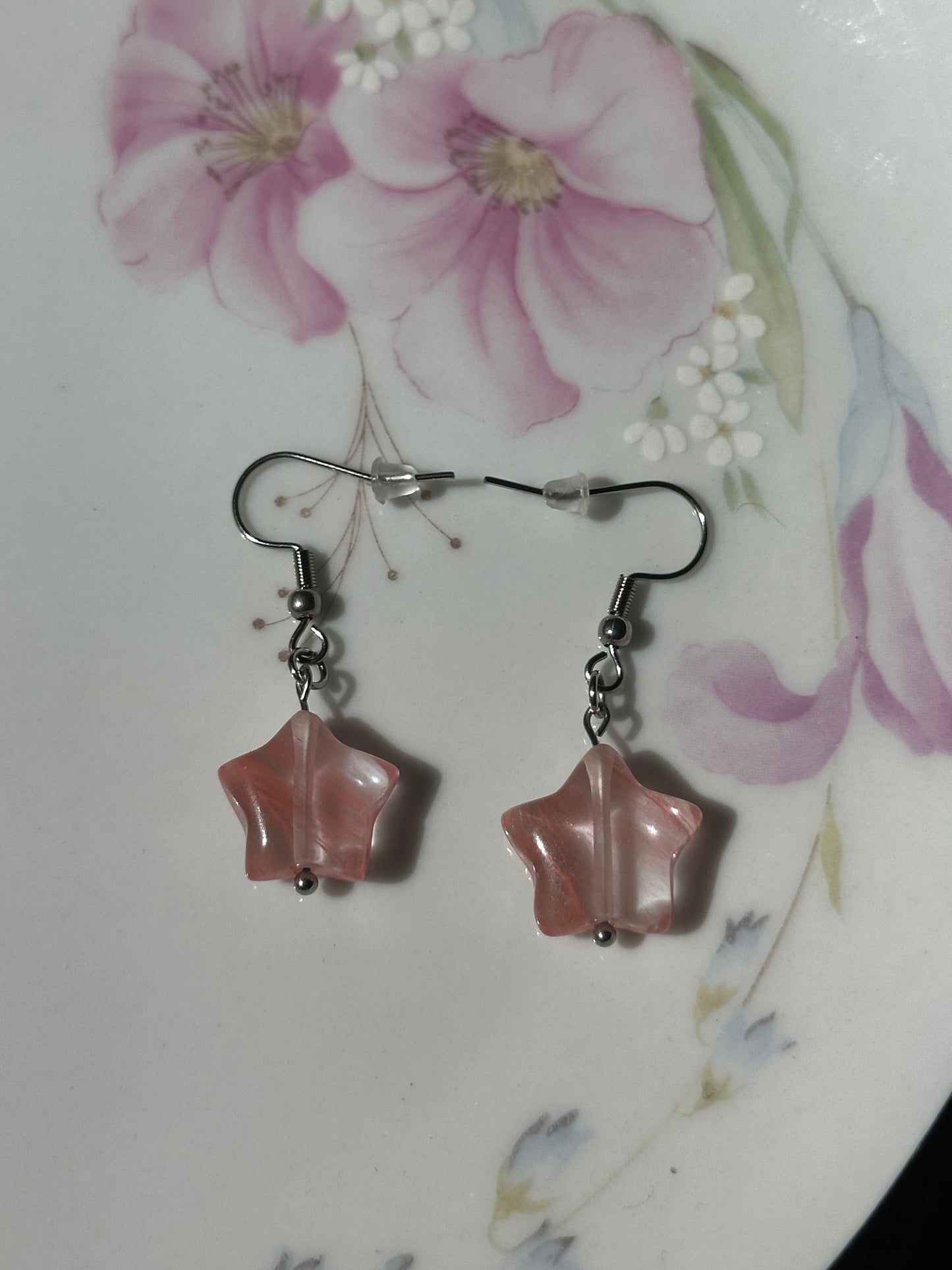 Cherry Quartz Star Earrings