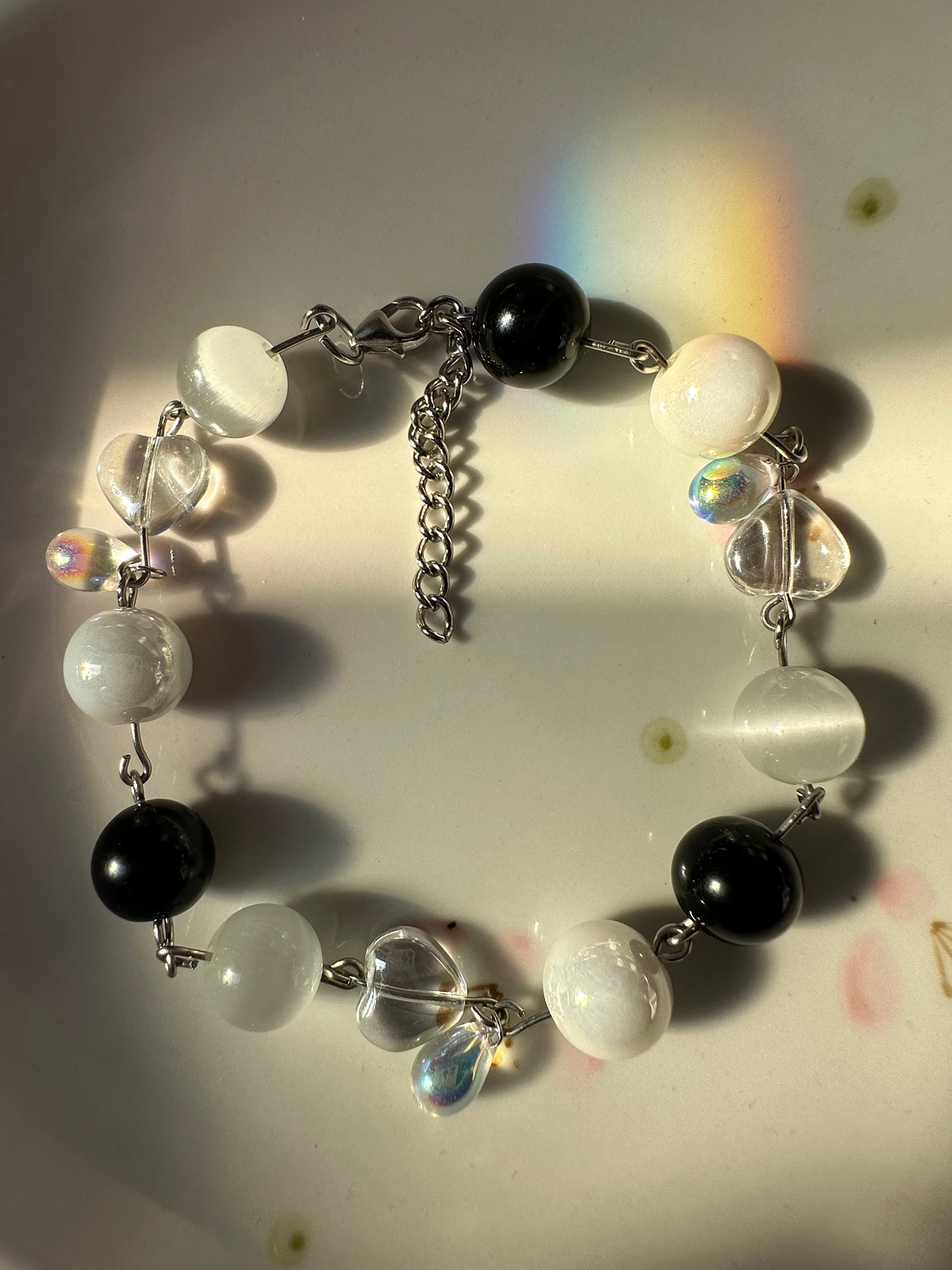 Black and White Beaded Wire Bracelet