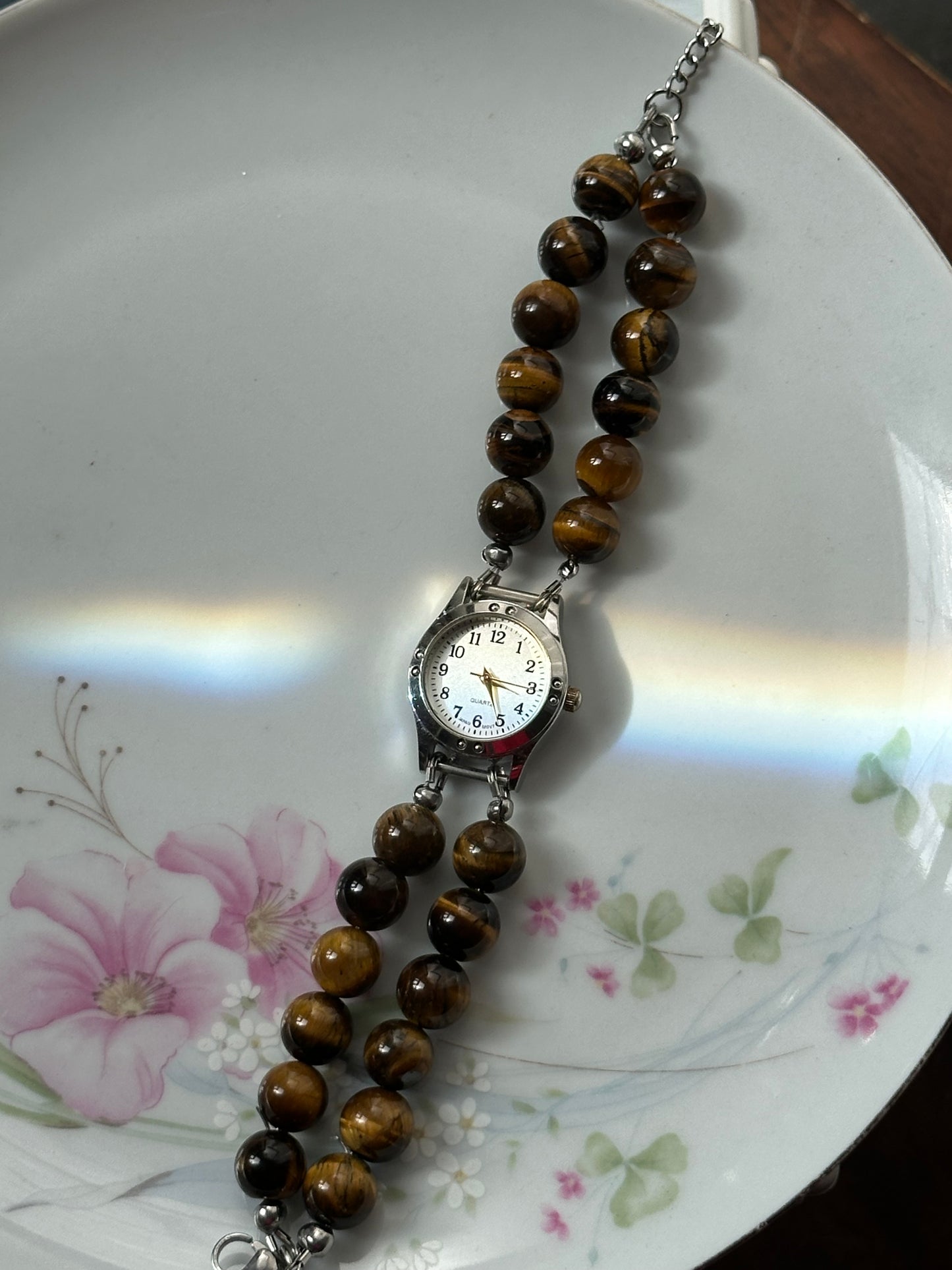 Beaded Tiger Eye Watch