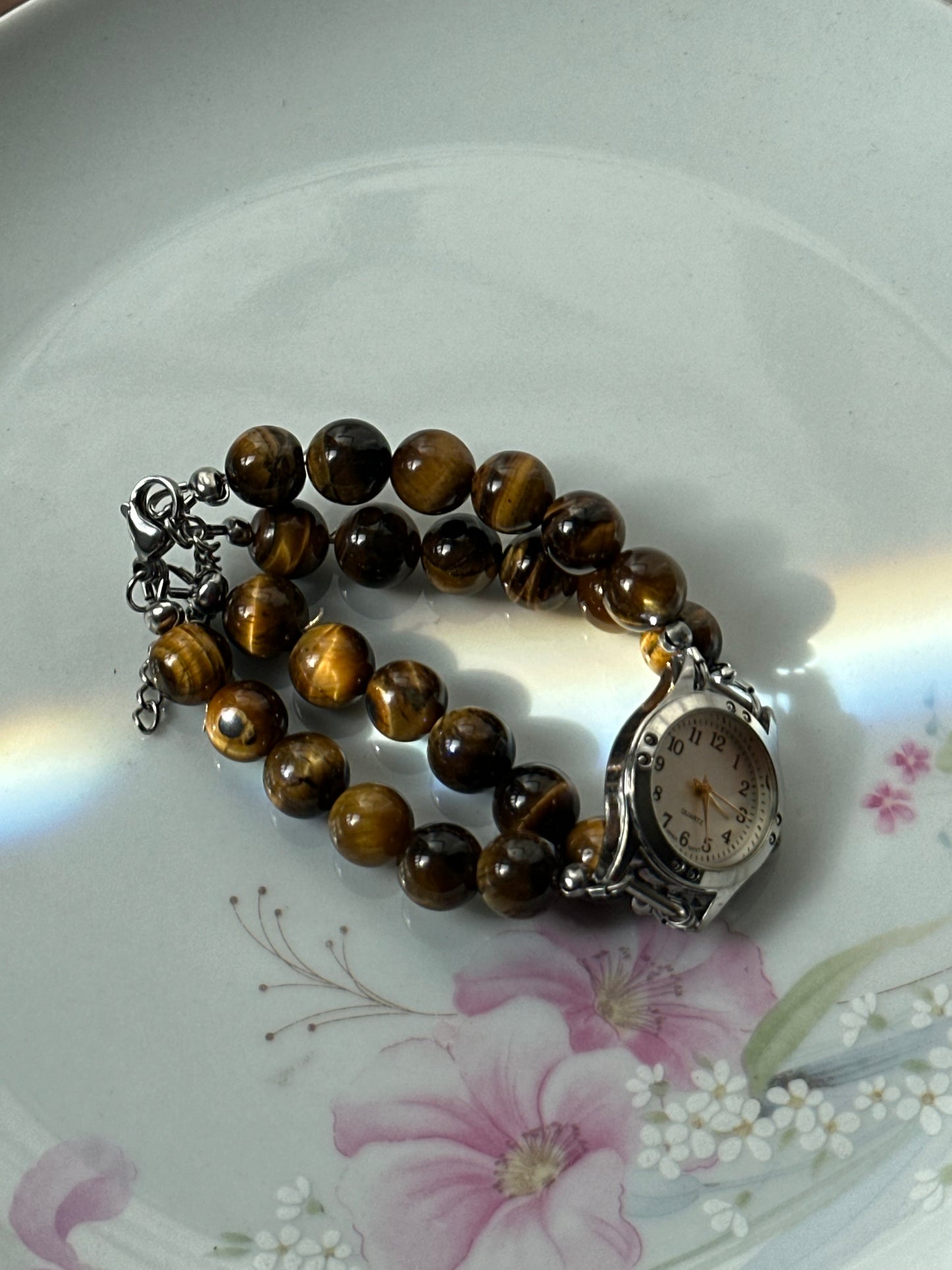 Beaded Tiger Eye Watch
