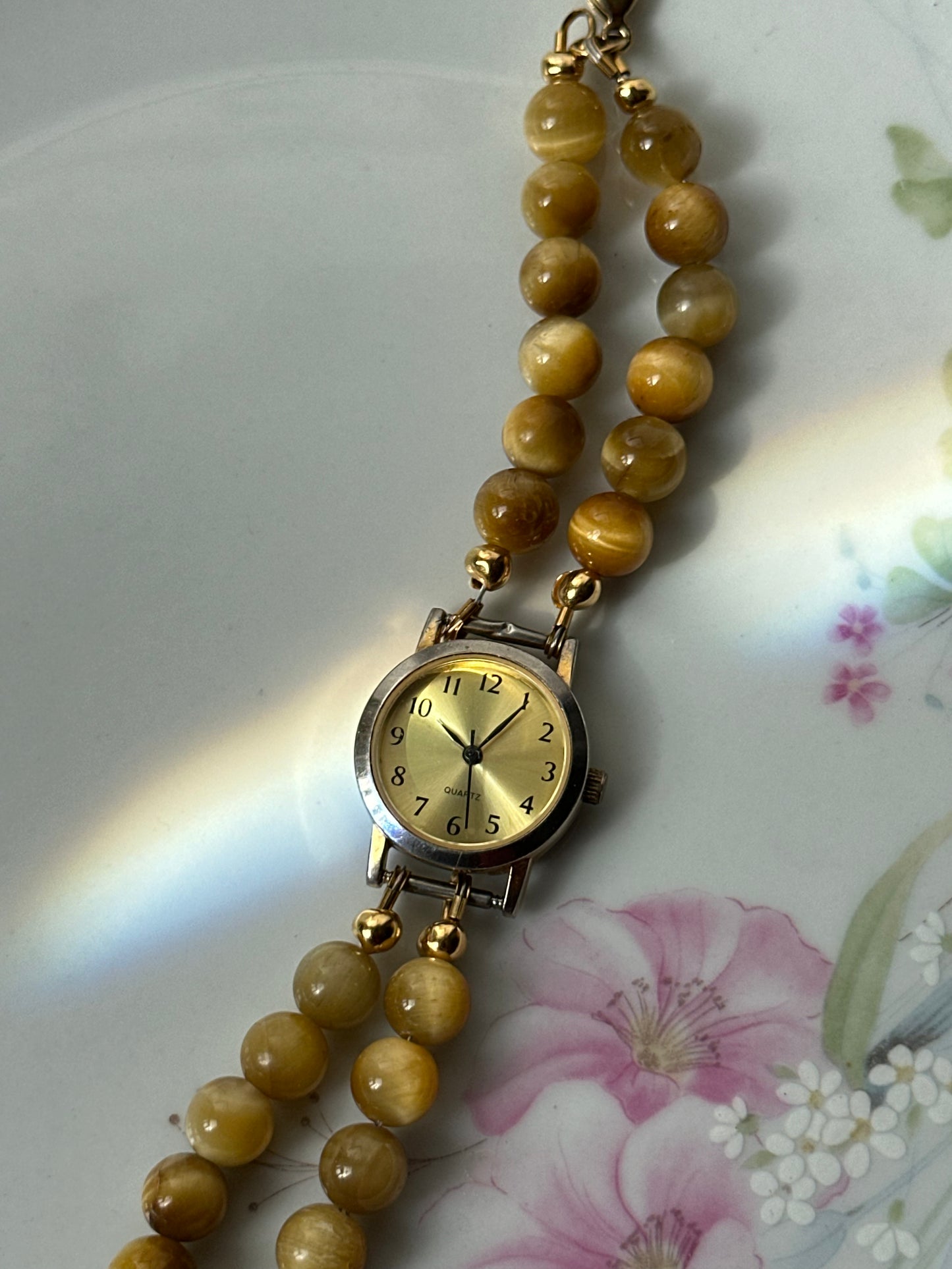 Beaded Caramel Brown Watch
