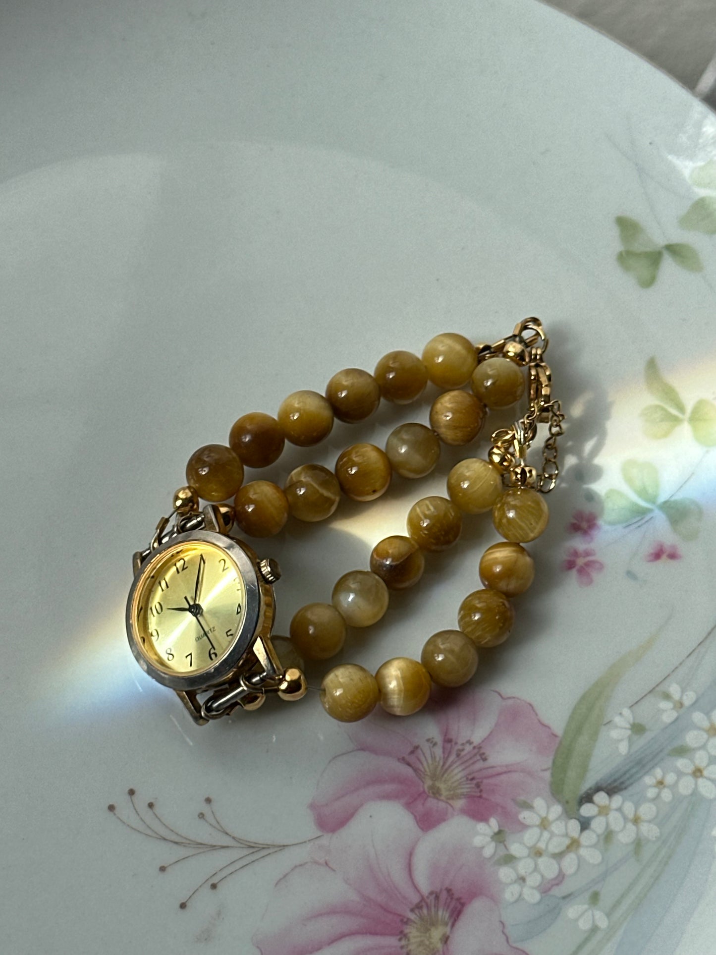 Beaded Caramel Brown Watch