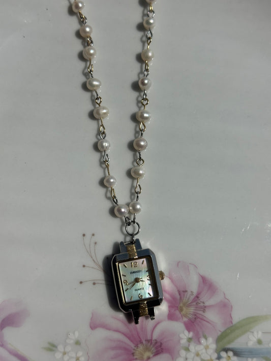 Mixed Metal Watch Necklace