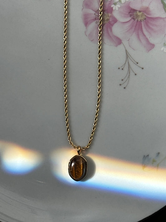 Tiger's Eye Gemstone Charm Necklace